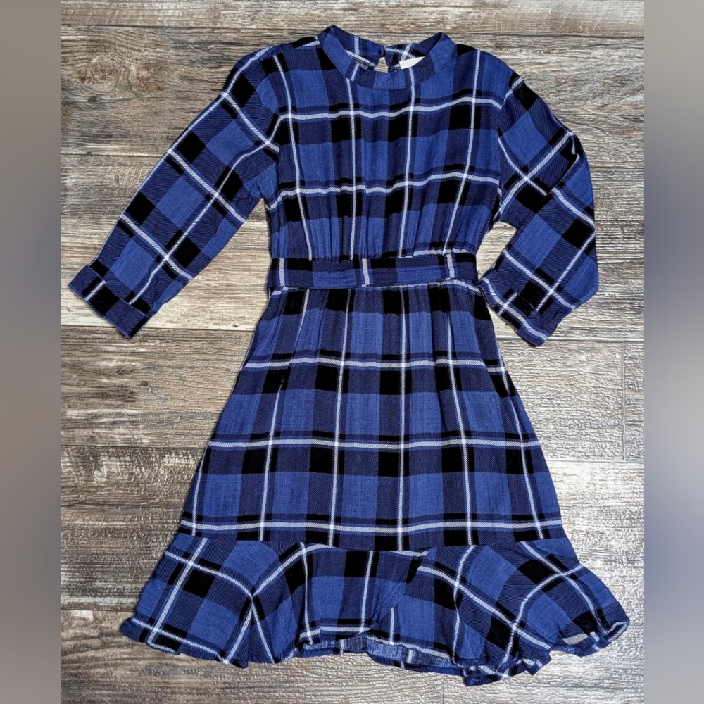 💖HP💖 Hayden Girls Blue and Black Plaid Dress -Sz S (7/8)